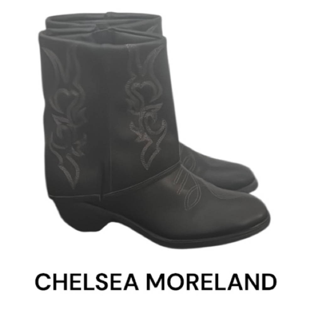 New Authentic Chelsea Moreland black western boots sz women's 8 Display